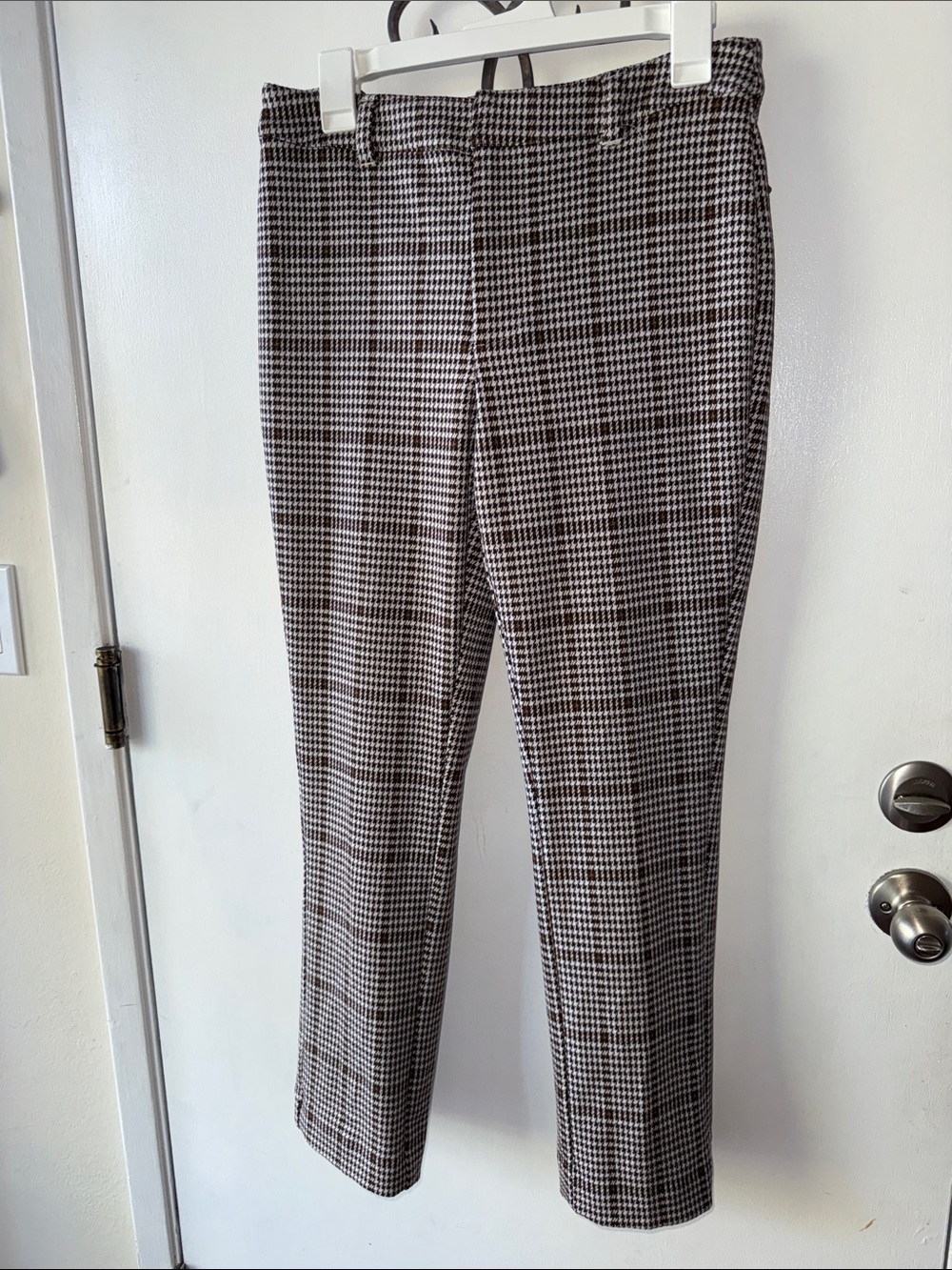 Free People Black & White Houndstooth Slim Pants
